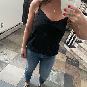 Black dress top with side lace detail